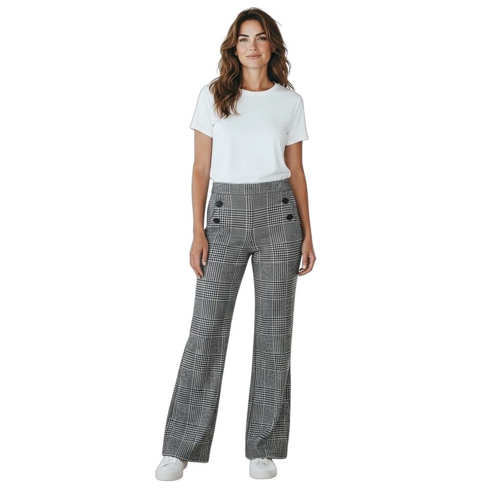 Jason Wu NWT Glen Plaid Black and White High Rise Sailor Trousers-size 6